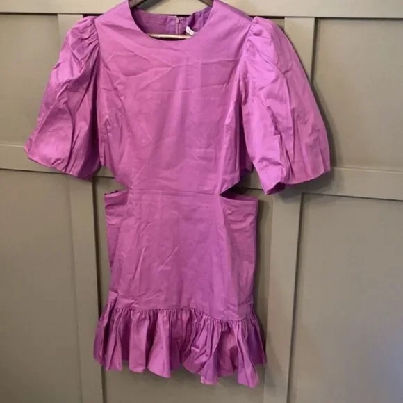 Veronica Beard Iker Puff Sleeve Cutout Dress in Vivid Orchid Size 10 New NWT - Picture 9 of 13